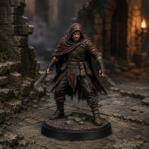 Bandido Pícaro STL — Miniatura de ladrón con dagas gemelas para DnD Fantasy, impresión 3D, juego de rol de mesa imagen 2