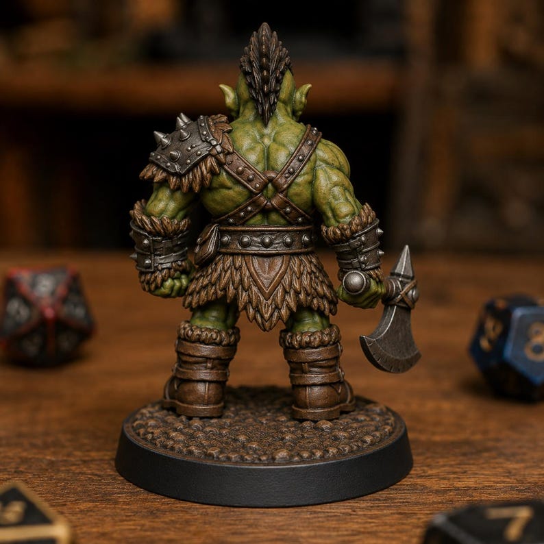 Orkkrigare med yxa STL — Ragnarok Online-inspirerad Orkminiatyr för DnD 3D-utskriftsbord bild 3