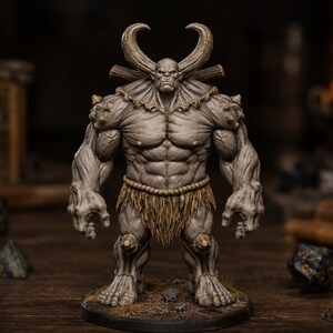 Gigante Cornudo STL — Miniatura de jefe gigante de montaña para DnD Fantasy (impresión 3D) imagen 2