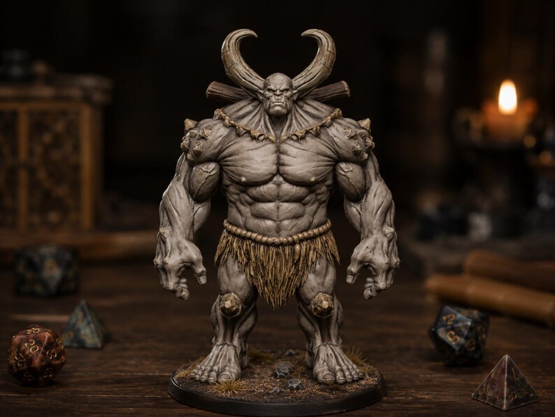 Gigante Cornudo STL — Miniatura de jefe gigante de montaña para DnD Fantasy (impresión 3D) imagen 2