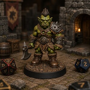 Orkkrigare med yxa STL — Ragnarok Online-inspirerad Orkminiatyr för DnD 3D-utskriftsbord bild 5