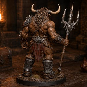 Minotaur Trident STL — DnD Fantasy Bull Gladiator Miniature 3D Print Tabletop RPG image 5