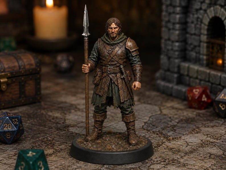 Mercenary Spearman STL — DnD Fantasy Sellsword Pike Phalanx Miniature 3D Print Tabletop RPG image 6
