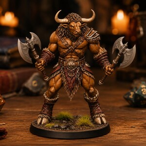 Minotaur Dual Axe STL — DnD Fantasy Labyrinth Boss Miniature 3D Print Tabletop RPG image 5