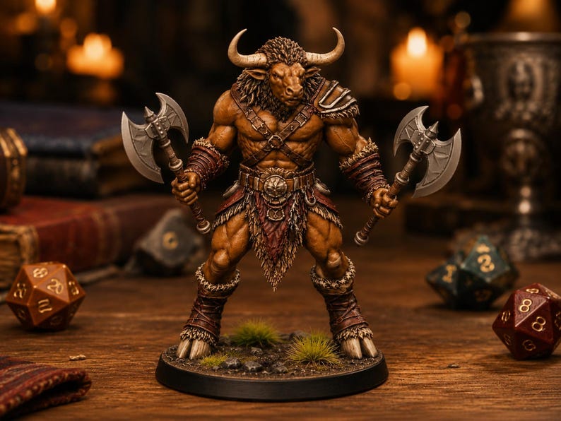 Minotaur Dual Axe STL — DnD Fantasy Labyrinth Boss Miniature 3D Print Tabletop RPG image 5