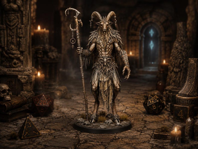Baphomet Demon Mage STL — Ragnarok Online Inspired Spellcaster Boss Miniature DnD Print image 1