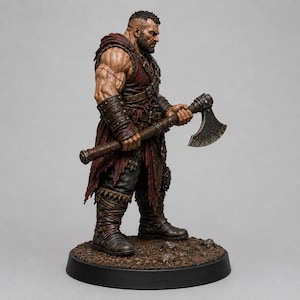 Bandit Rohling STL — D&D Fantasy Axt Straßenräuber Berserker Miniatur 3D Druck Tabletop Bild 1