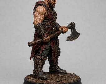 Bandit Brute STL — DnD Fantasy Axe Highway Robber Berserker Miniature 3D Print Tabletop