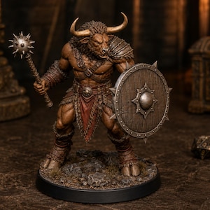 ミノタウロス・モーニングスター STL — DnD ファンタジー ラビリンス ブルート ミニチュア 3D プリント テーブルトップ 画像 1