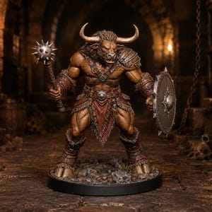 ミノタウロス・モーニングスター STL — DnD ファンタジー ラビリンス ブルート ミニチュア 3D プリント テーブルトップ 画像 5
