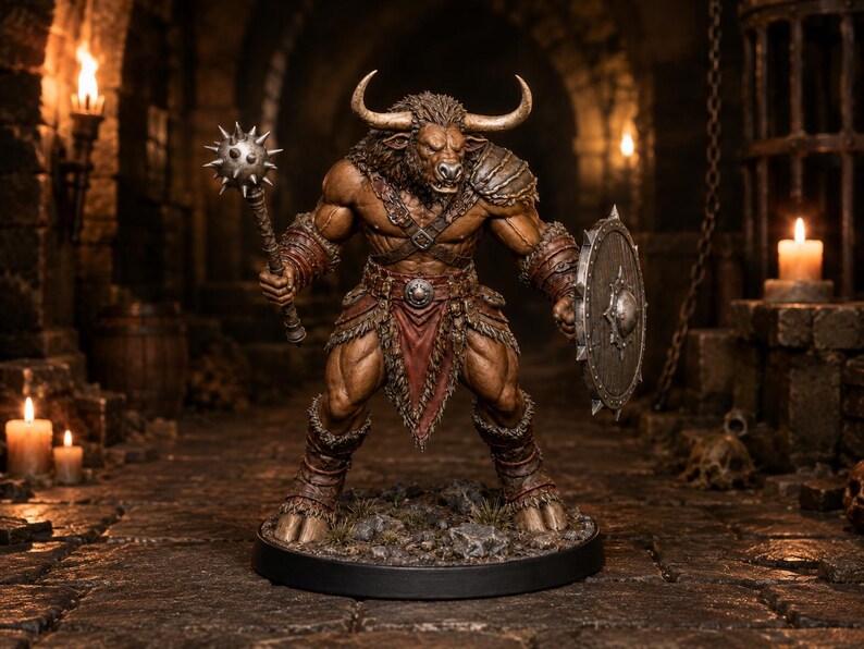 ミノタウロス・モーニングスター STL — DnD ファンタジー ラビリンス ブルート ミニチュア 3D プリント テーブルトップ 画像 5
