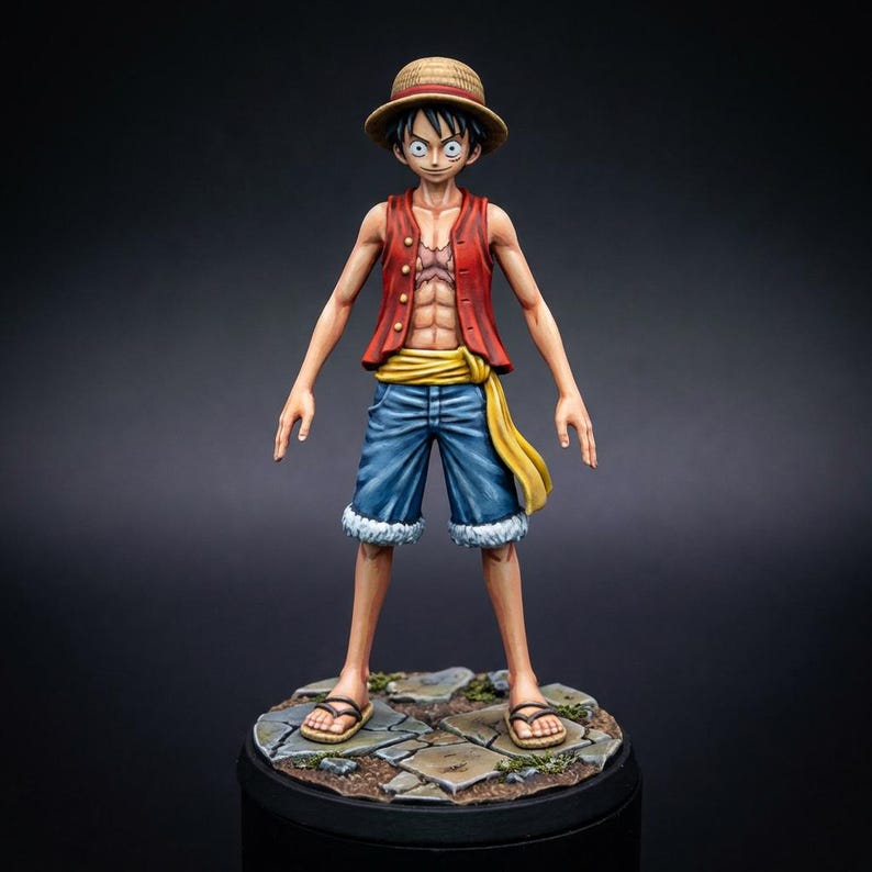 Modèle 3D de Monkey D. Luffy · Miniature animée du MDN — Impression 3D en une pièce | Avant l'ellipse · Capitaine au chapeau de paille image 1