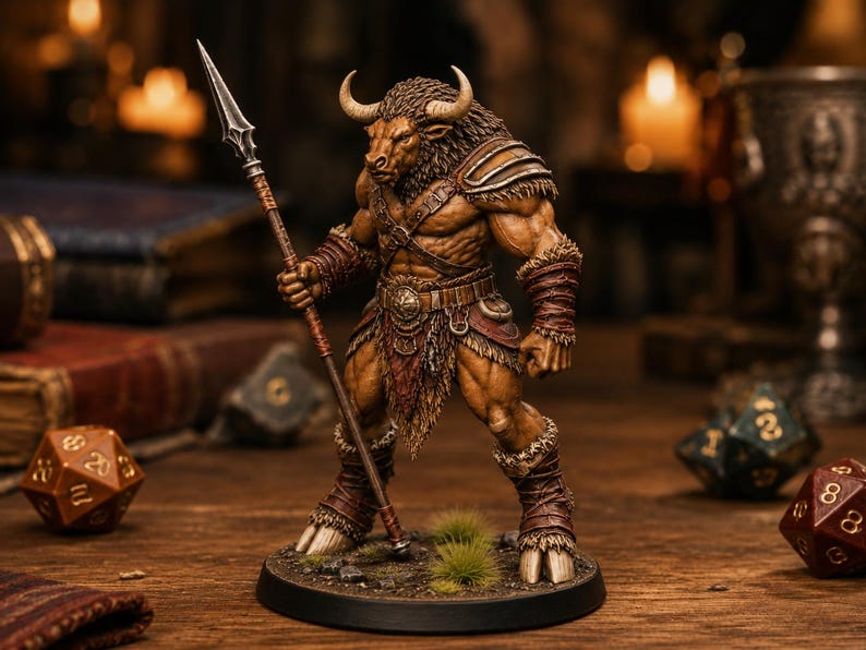 Minotaurus Spear STL — D&D Miniatur Fantasy 3D Print Tabletop-Rollenspiel Bild 3