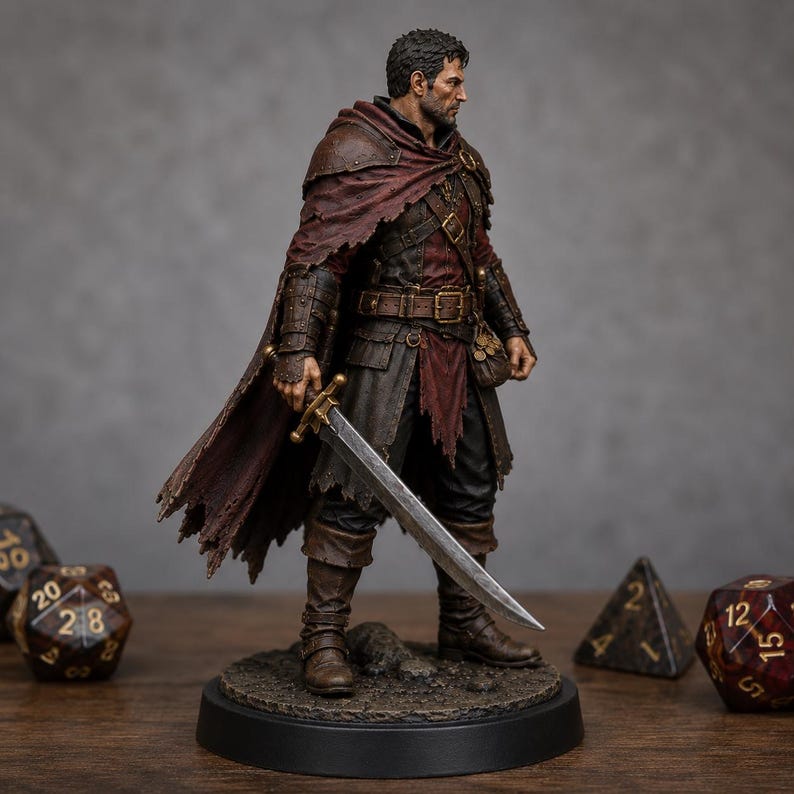 Bandit Captain STL — DnD Fantasy Highway Robber Leader Miniature 3D Print Tabletop image 4