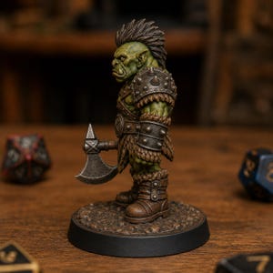 Orkkrigare med yxa STL — Ragnarok Online-inspirerad Orkminiatyr för DnD 3D-utskriftsbord bild 2