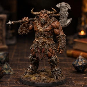 Minotaur Greataxe STL — DnD Fantasy Labyrinth Boss Miniature 3D Print Tabletop image 6