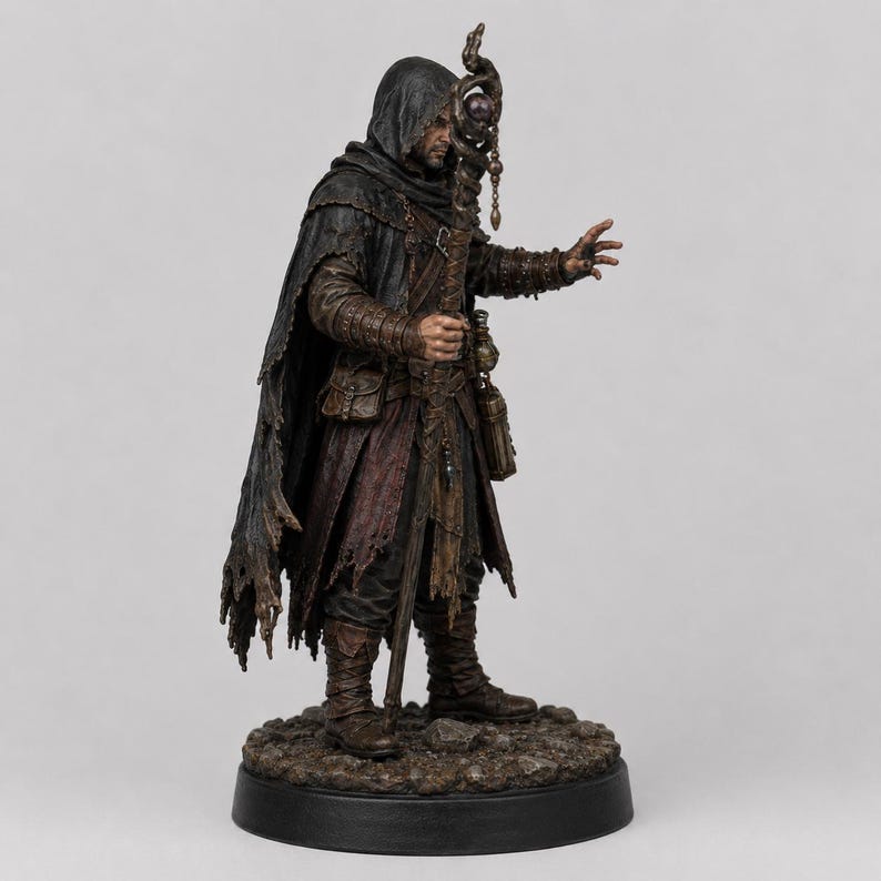 Hechicero Bandido STL — Miniatura de mago forajido de fantasía para DnD, impresa en 3D, para juegos de rol de mesa imagen 1