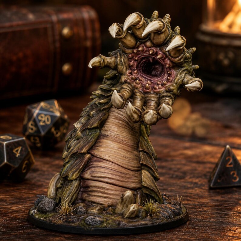 Giant Earth Worm STL — DnD Fantasy Purple Worm Miniature 3D Print Tabletop Boss image 5