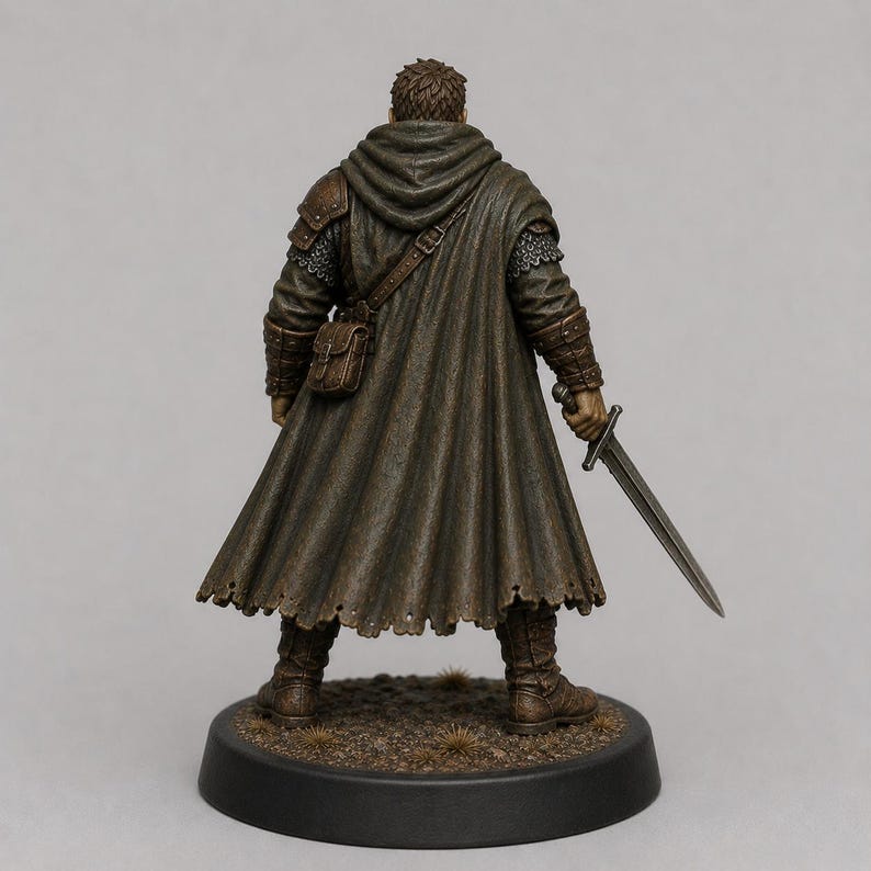 Mercenary Veteran STL — DnD Fantasy Old Sellsword Battle Scarred Warband Miniature 3D Print Tabletop image 2