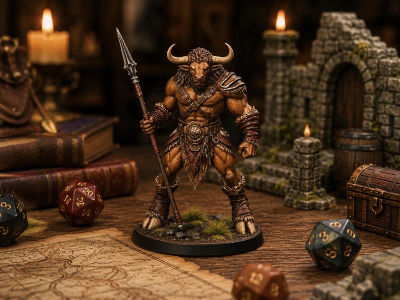 Minotaurus Spear STL — D&D Miniatur Fantasy 3D Print Tabletop-Rollenspiel Bild 4
