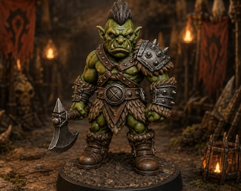 Orc Warrior with Axe STL — Ragnarok Online Inspired Orc Miniature for DnD 3D Print Tabletop