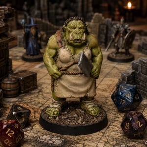 オークレディSTL — ラグナロクオンラインにインスパイアされた女性オーク戦士のミニチュア（D&D 3Dプリント用） 画像 3