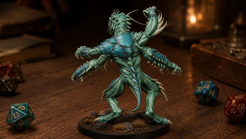 Four-Armed Monster STL — DnD Fantasy Aberration Miniature 3D Print Tabletop RPG image 6