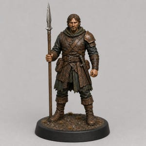 Mercenary Spearman STL — DnD Fantasy Sellsword Pike Phalanx Miniature 3D Print Tabletop RPG image 1