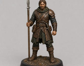 Mercenary Spearman STL — DnD Fantasy Sellsword Pike Phalanx Miniature 3D Print Tabletop RPG