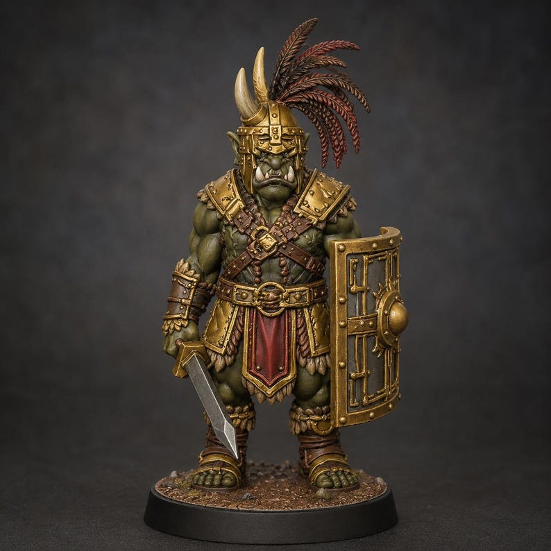 Orc Hero STL — Ragnarok Online Inspired Champion Orc Miniature for DnD 3D Print Tabletop image 1