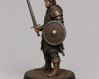 Mercenary Sword Shield STL — D&D Fantasy Sword Warband Frontline Miniatur 3D Print Tabletop