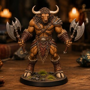 Minotaur Dual Axe STL — DnD Fantasy Labyrinth Boss Miniature 3D Print Tabletop RPG image 6