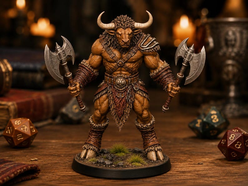 Minotaur Dual Axe STL — DnD Fantasy Labyrinth Boss Miniature 3D Print Tabletop RPG image 6