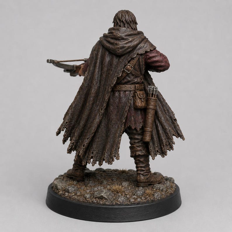 Bandit Crossbowman STL — DnD Fantasy Highway Robber Sniper Miniature 3D Print Bordsskiva bild 4