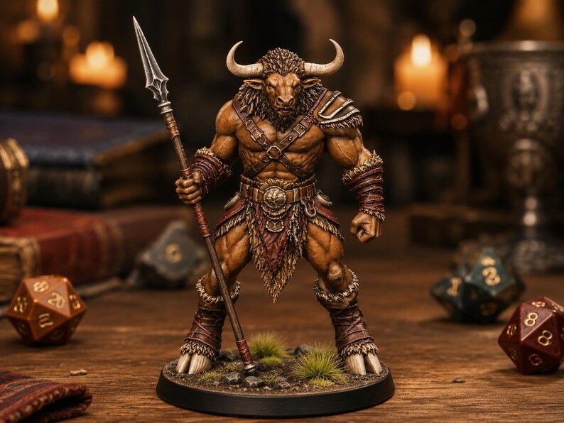 Minotaurus Spear STL — D&D Miniatur Fantasy 3D Print Tabletop-Rollenspiel Bild 2