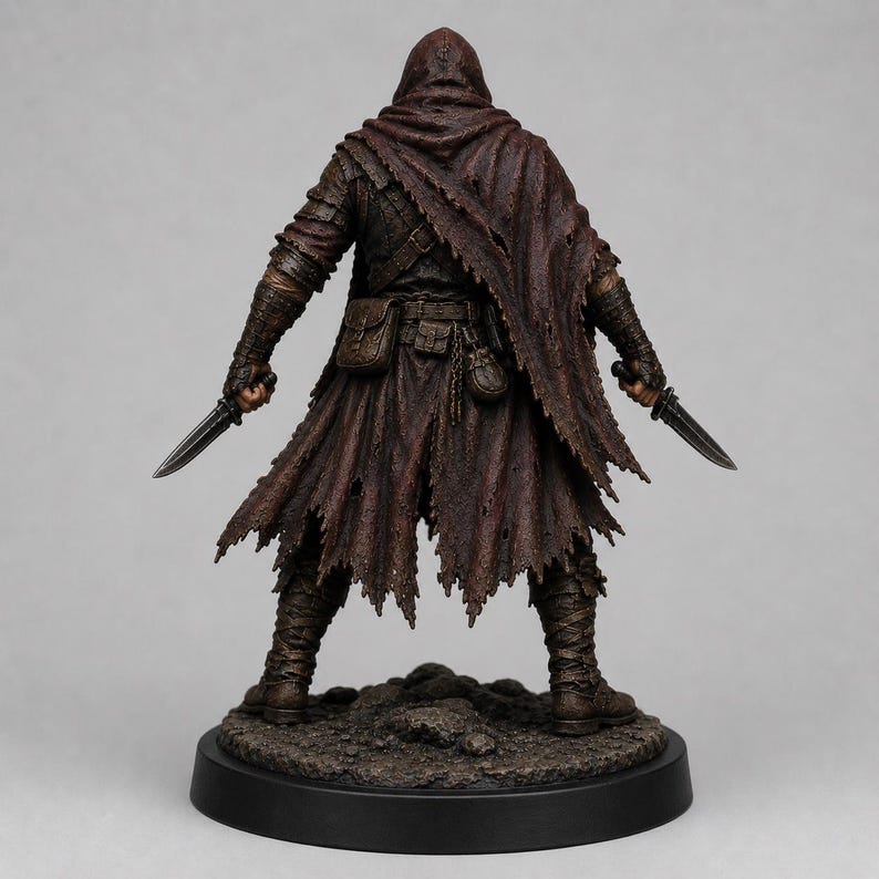 Bandido Pícaro STL — Miniatura de ladrón con dagas gemelas para DnD Fantasy, impresión 3D, juego de rol de mesa imagen 3