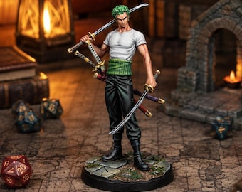 One Piece STL Roronoa Zoro 3D Print - DND Anime Miniature Pre-Timeskip Straw Hat Swordsman