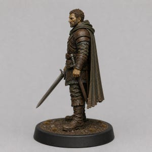Mercenary Veteran STL — DnD Fantasy Old Sellsword Battle Scarred Warband Miniature 3D Print Tabletop image 4