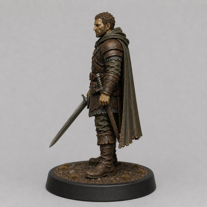 Mercenary Veteran STL — DnD Fantasy Old Sellsword Battle Scarred Warband Miniature 3D Print Tabletop image 4