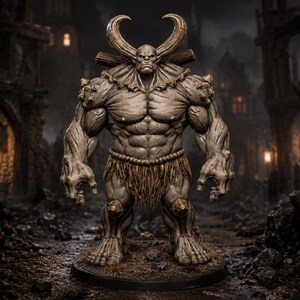 Gigante Cornudo STL — Miniatura de jefe gigante de montaña para DnD Fantasy (impresión 3D) imagen 6