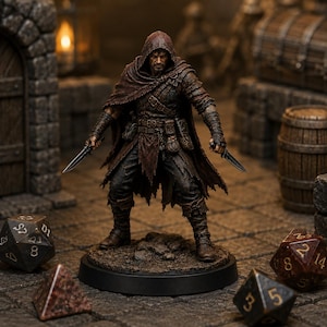 Bandido Pícaro STL — Miniatura de ladrón con dagas gemelas para DnD Fantasy, impresión 3D, juego de rol de mesa imagen 1