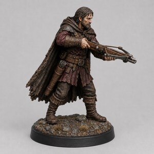 Bandit Crossbowman STL — DnD Fantasy Highway Robber Sniper Miniature 3D Print Bordsskiva bild 5