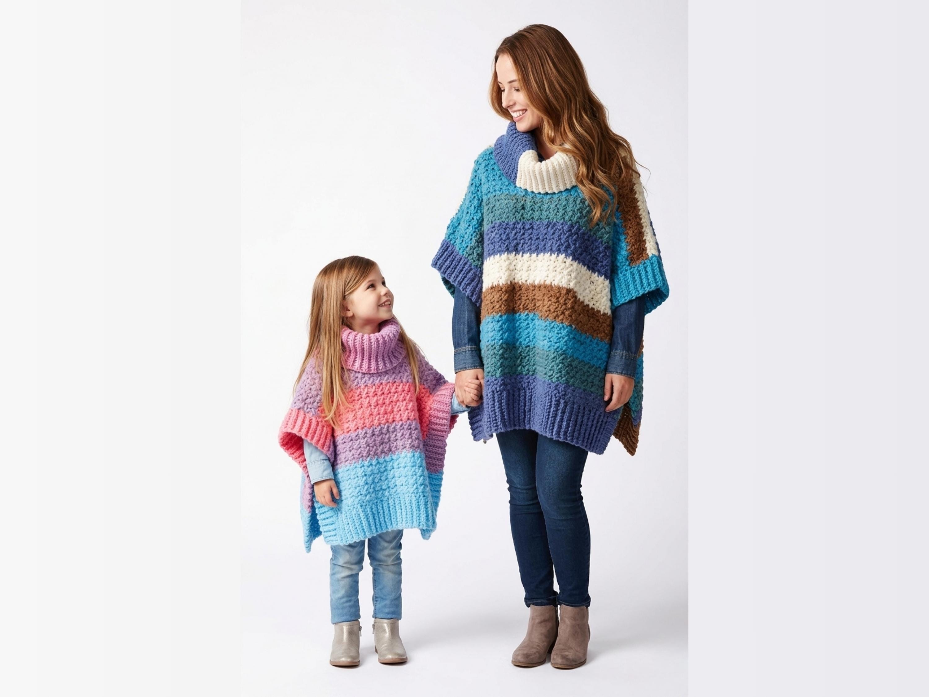 38 Matching Crochet Pattern Sets for Your Next Project 10 Mommy and Me Crochet Poncho