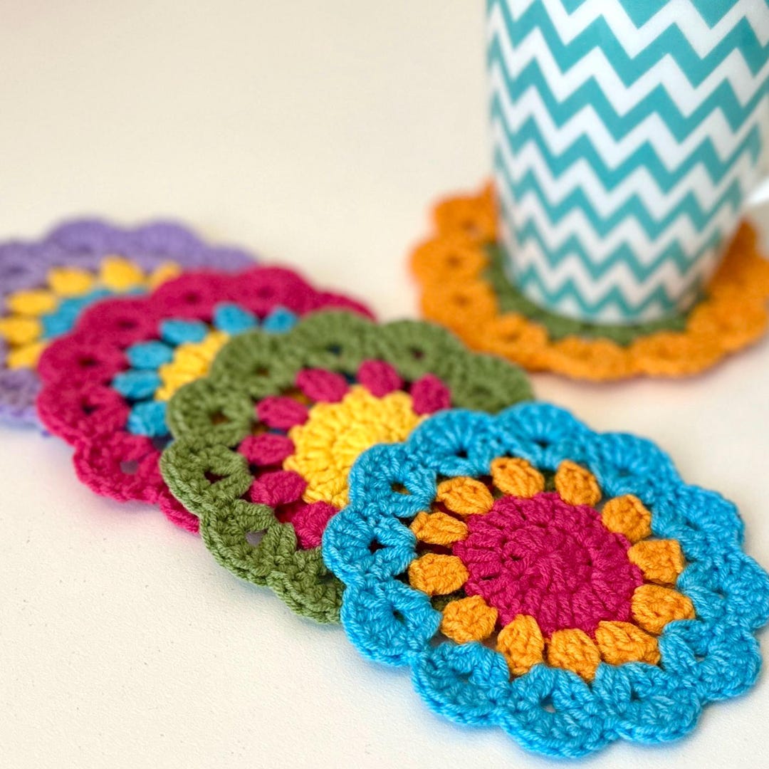 CROCHET PATTERN & VIDEO | Flower Coaster Beginner Friendly Easy Diy ...