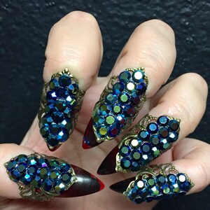 Blinged out nail tips. Set of 5.