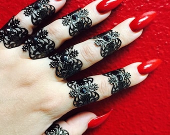 Henna tattoo rings. Set of 9