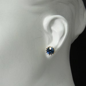 Stud Earring  Gold plated with White Montana Blue Swarovski Crystal  3099SE