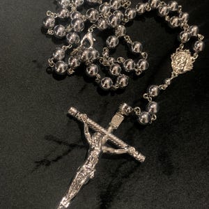 Silber rund Glas Perlen Rosenkranz