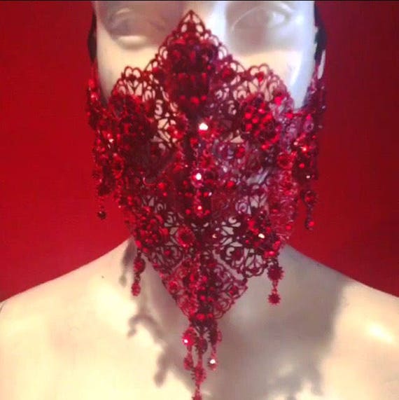ベネチアンマスク66OndaBrillantinaSilverRed Red Valentina Mask - Etsy