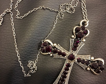 Black cherry red cross pendant